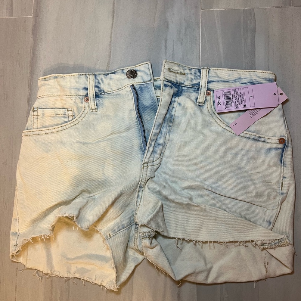 Wild Fable Cream Jean Shorts Distressed Cuffed Hem